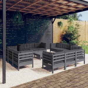 vidaXL Set mobilier de grădină cu perne antracit 13 piese lemn pin imagine
