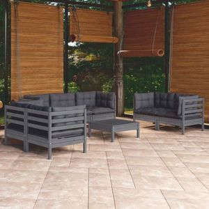 vidaXL Set mobilier grădină cu perne, 8 piese, lemn masiv pin imagine