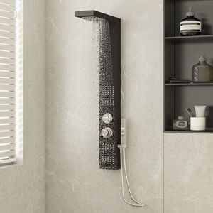 vidaXL Sistem panou de duș din aluminiu, negru imagine