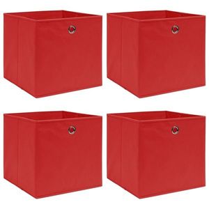 vidaXL Cutii depozitare, 4 buc., roșu, 32x32x32 cm, textil imagine