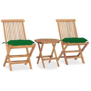 vidaXL Set mobilier pliabil exterior cu pernă, 3 piese, lemn masiv tec imagine
