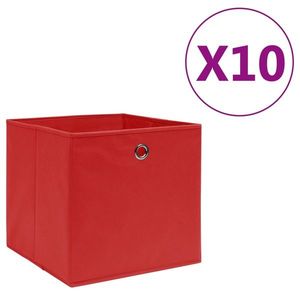 vidaXL Cutii depozitare, 10 buc., roșu, 28x28x28 cm, textil nețesut imagine