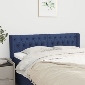 vidaXL Tăblie de pat cu aripioare albastru 163x16x78/88 cm textil imagine