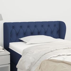 vidaXL Tăblie de pat cu aripioare albastru 93x23x78/88 cm textil imagine