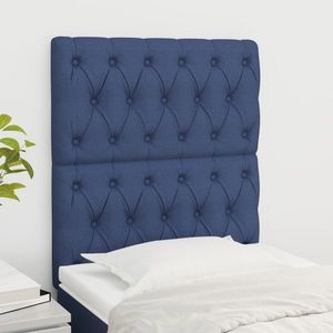 vidaXL Tăblii de pat, 2 buc, albastru, 80x7x78/88 cm, textil imagine