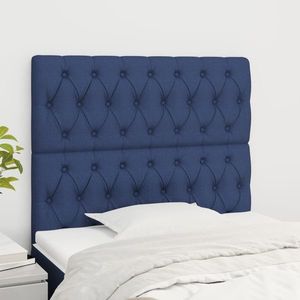 vidaXL Tăblii de pat, 2 buc, albastru, 90x7x78/88 cm, textil imagine
