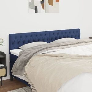 vidaXL Tăblii de pat, 2 buc, albastru, 90x7x78/88 cm, textil imagine
