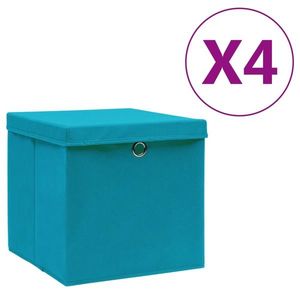 vidaXL Cutii depozitare cu capace, 4 buc., albastru, 28x28x28 cm imagine