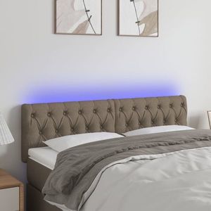 vidaXL Tăblie de pat cu LED, gri taupe, 144x7x78/88 cm, textil imagine