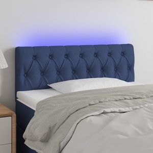 vidaXL Tăblie de pat cu LED, albastru, 90x7x78/88 cm, textil imagine
