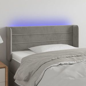 vidaXL Tăblie de pat cu LED, gri deschis, 103x16x78/88 cm, catifea imagine