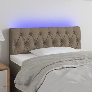 vidaXL Tăblie de pat cu LED, gri taupe, 90x7x78/88 cm, textil imagine