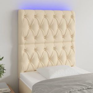 vidaXL Tăblie de pat cu LED, crem, 80x7x118/128 cm, textil imagine