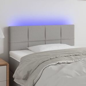vidaXL Tăblie de pat cu LED, gri deschis, 100x5x78/88 cm, textil imagine