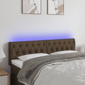 vidaXL Tăblie de pat cu LED, maro închis, 144x7x78/88 cm, textil imagine