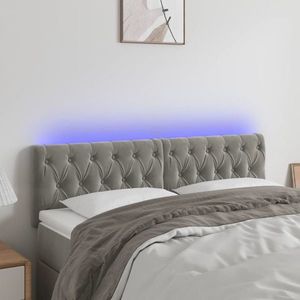 vidaXL Tăblie de pat cu LED, gri deschis, 144x7x78/88 cm, catifea imagine