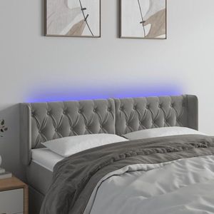 vidaXL Tăblie de pat cu LED, gri deschis, 147x16x78/88 cm, catifea imagine