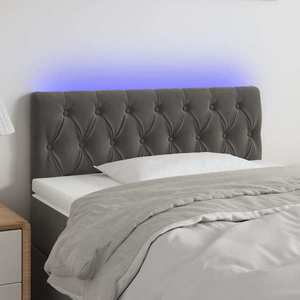 vidaXL Tăblie de pat cu LED, gri închis, 100x7x78/88 cm, catifea imagine
