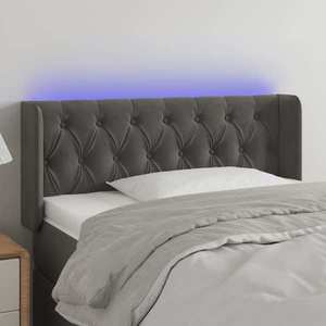 vidaXL Tăblie de pat cu LED, gri închis, 103x16x78/88 cm, catifea imagine