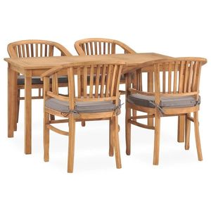 vidaXL Set de masă pentru grădină cu perne, 5 piese, lemn masiv de tec imagine