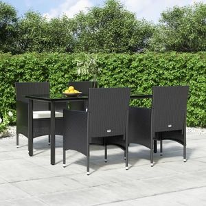 vidaXL Set de masă pentru grădină, 5 piese, cu perne, negru imagine