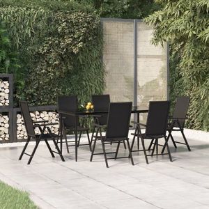 vidaXL Set mobilier de grădină, 7 piese, negru, poliratan imagine