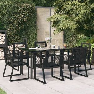 vidaXL Set mobilier de grădină, 7 piese, negru, ratan PVC imagine