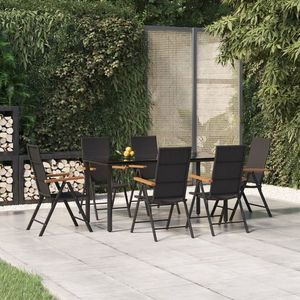 vidaXL Set mobilier de grădină, 7 piese, negru și maro, poliratan imagine