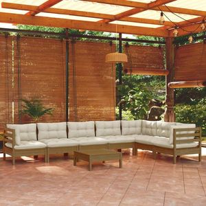 vidaXL Set mobilier grădină cu perne, 8 piese, maro miere, lemn de pin imagine