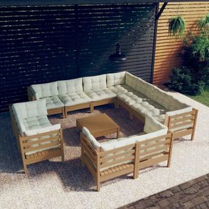 vidaXL Set mobilier grădină cu perne, 12 piese, maro miere, lemn pin imagine