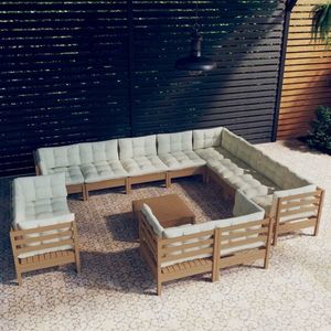 vidaXL Set mobilier de grădină cu perne 13 piese maro miere lemn pin imagine