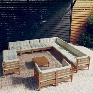 vidaXL Set mobilier grădină cu perne, 14 piese maro miere, lemn de pin imagine