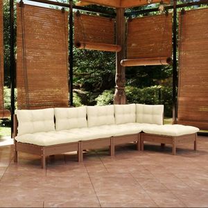vidaXL Set mobilier grădină cu perne, 5 piese, maro miere, lemn de pin imagine