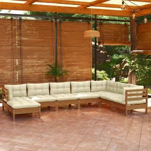 vidaXL Set mobilier grădină cu perne, 8 piese, maro miere, lemn de pin imagine