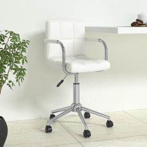vidaXL Scaun de birou rotativ, alb, piele ecologică imagine
