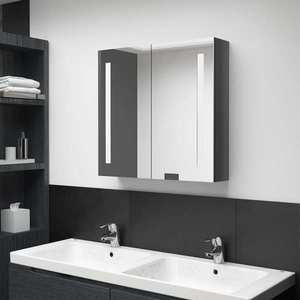 vidaXL Dulap de baie cu oglindă și LED, gri strălucitor, 62x14x60 cm imagine