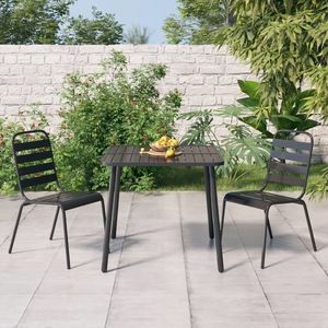 vidaXL Set de masă grădină, 3 piese, antracit, oțel imagine
