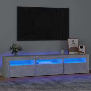 vidaXL Comodă TV cu lumini LED, gri beton, 180x35x40 cm imagine