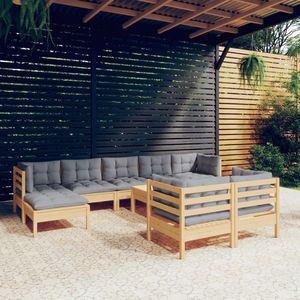 vidaXL Set mobilier de grădină cu perne, 10 piese, lemn masiv de pin imagine