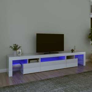 vidaXL Comodă TV cu lumini LED, alb extralucios, 215x36, 5x40cm imagine
