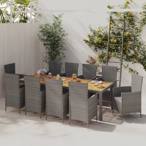 vidaXL Set mobilier de grădină cu perne gri, 11 piese, oțel imagine