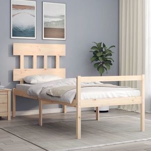 vidaXL Cadru de pat senior cu tăblie, 90x200 cm, lemn masiv imagine