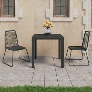 vidaXL Set mobilier de grădină, 3 piese, negru, ratan PVC imagine