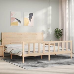 vidaXL Cadru pat cu tăblie 200x200 cm, lemn masiv de pin imagine
