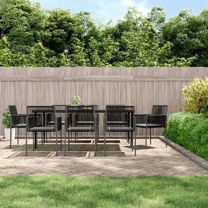 vidaXL Set mobilier grădină cu perne, 9 piese, negru, poliratan & oțel imagine