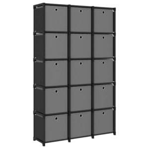 vidaXL Raft expunere 15 cuburi, cutii, negru, 103x30x175, 5 cm, textil imagine