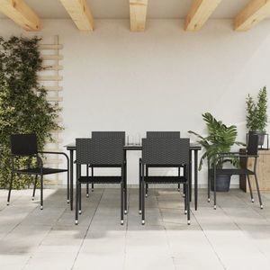 vidaXL Set mobilier de grădină, 7 piese, negru, poliratan și oțel imagine