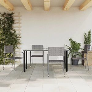 vidaXL Set mobilier de grădină, 5 piese, gri&negru, poliratan și oțel imagine