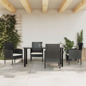 vidaXL Set mobilier de grădină, 5 piese, negru, poliratan și oțel imagine