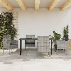 vidaXL Set mobilier de grădină, 5 piese, gri&negru, poliratan și oțel imagine